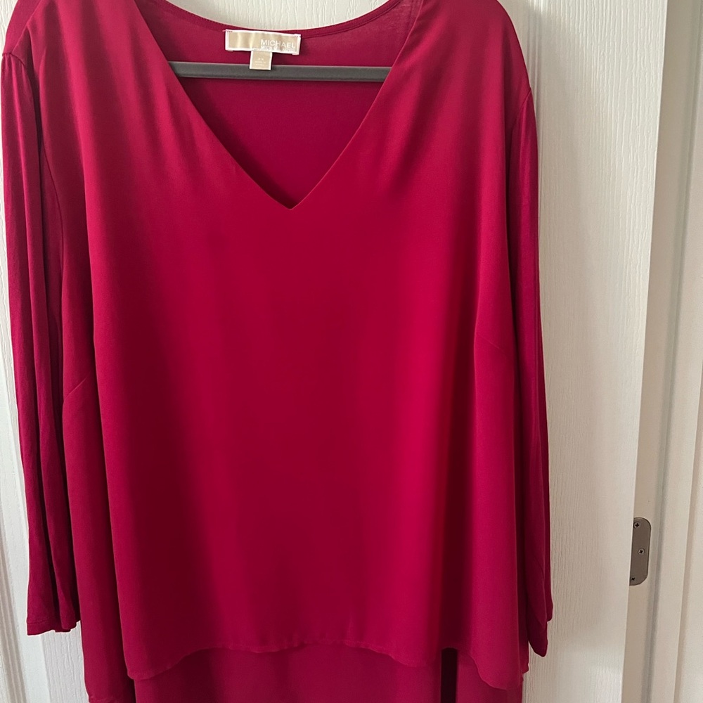 Michael Kors Deep Red V-Neck Blouse